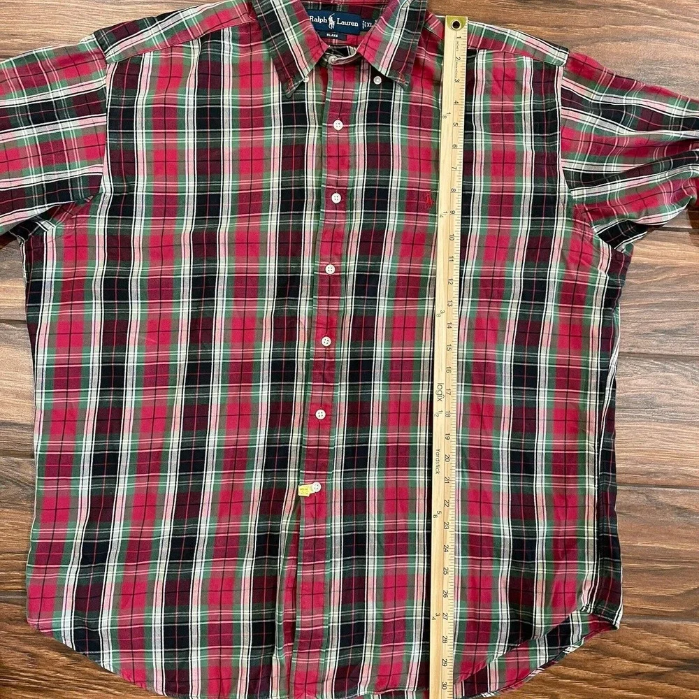 Polo Ralph Lauren Oxford Button Front Shirt Men's XL Plaid Red Green White‎